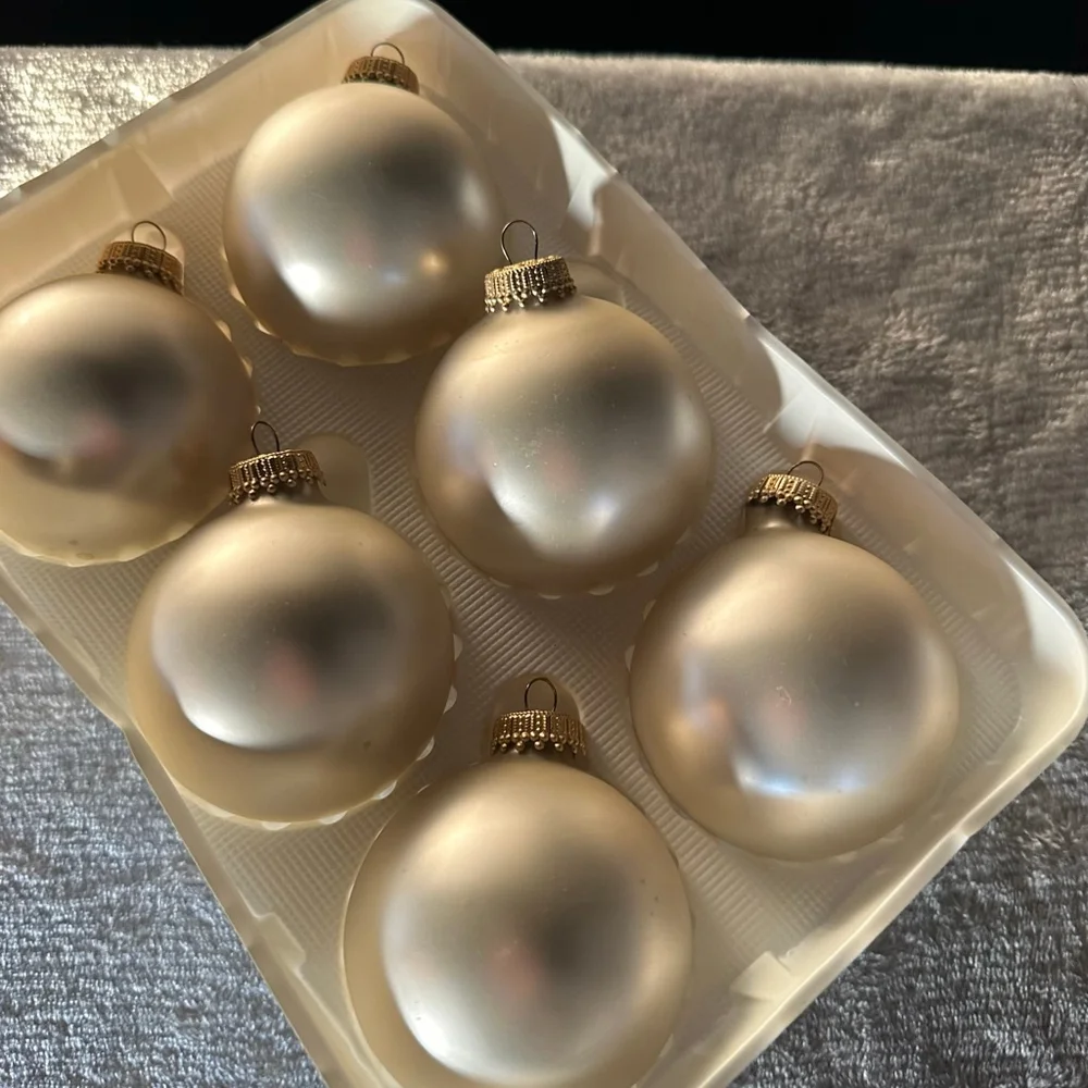 Vintage NAVISTAR Gold Frosted Shatterproof Christmas Ornaments